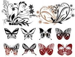 8款蝴蝶和矢量花纹素材