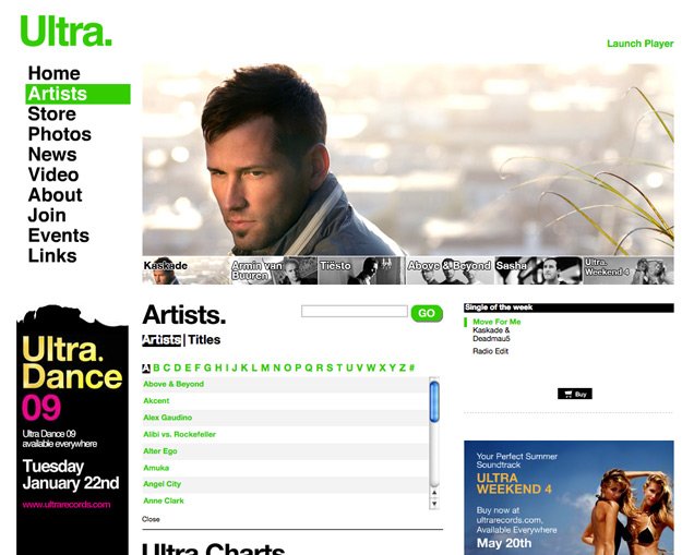 Ultra音乐网站设计欣赏
