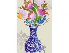 青花瓷瓶矢量素材