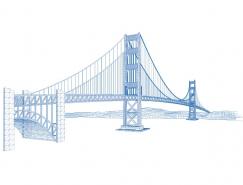 金门大桥线描矢量素材