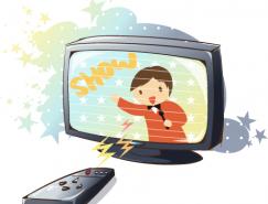 韩国卡通电器物件:电视机矢量素材