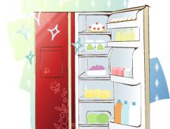 韩国卡通电器物件:电冰箱矢量素材