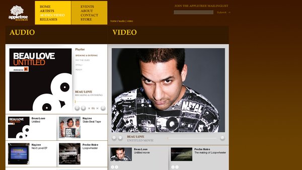 Interface design - Audio and video page