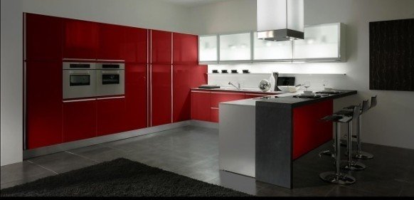 国外红色系厨房设计欣赏