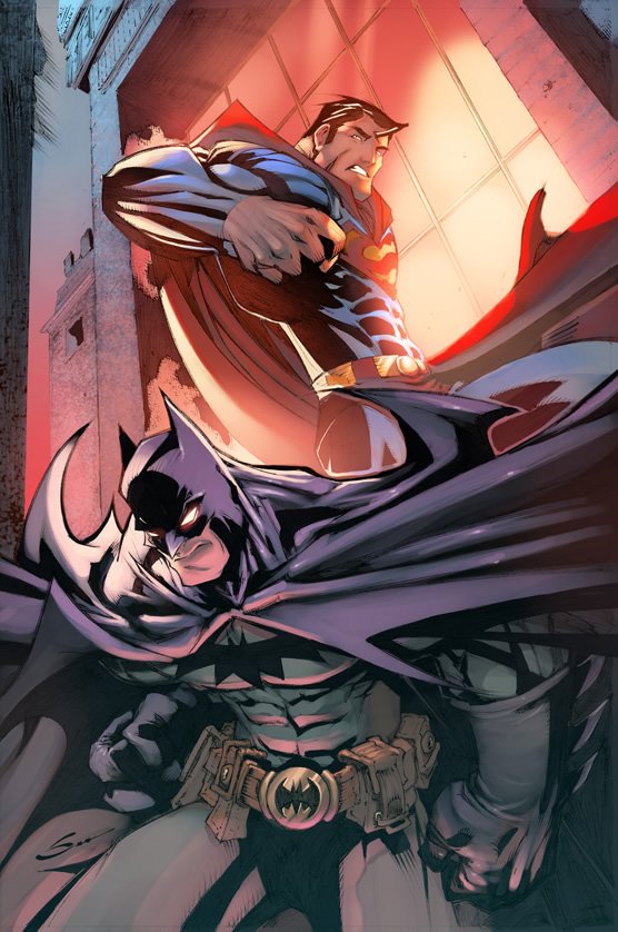 经典动漫人物插画：蝙蝠侠和超人