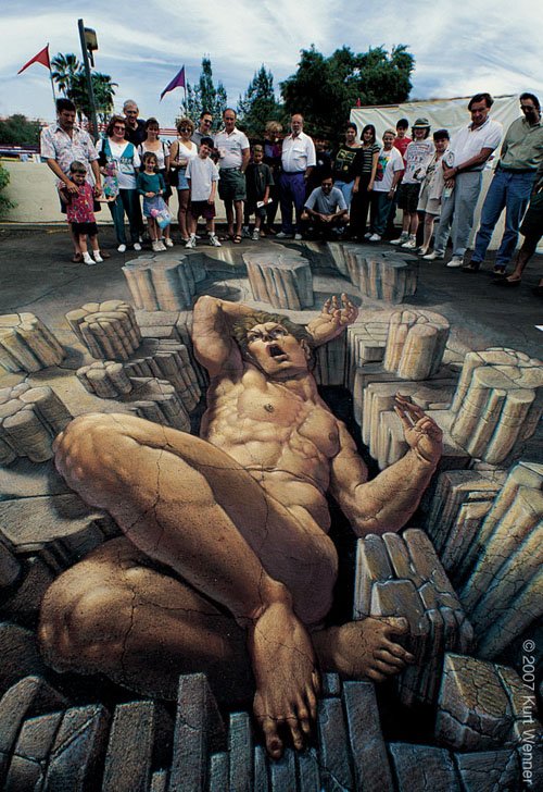 艺术家Kurt Wenner逼真的三维街道艺术画