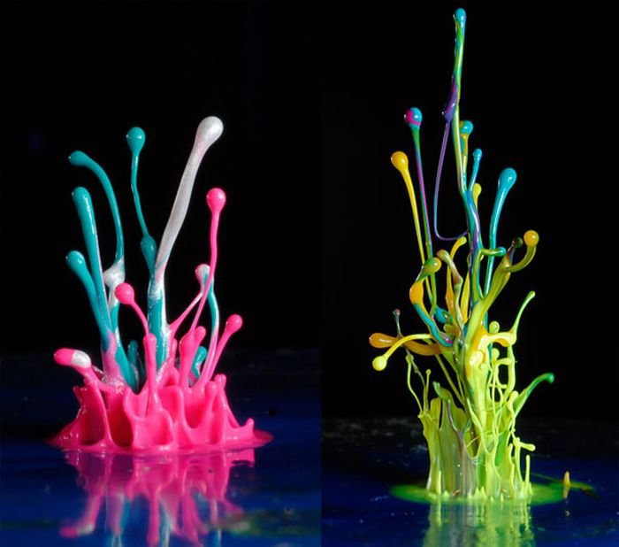 高速摄影欣赏：彩色液体溅起的浪花