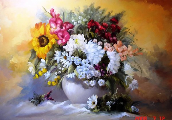 Széchenyi Szidónia：缤纷色彩的花束绘画