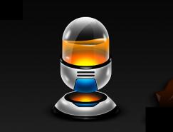 Photoshop制作半透明的橙色玻璃图标