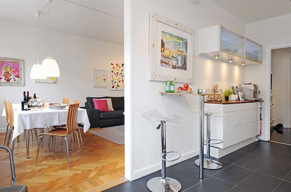 鲜艳色彩点缀下的北欧风格公寓室内设计