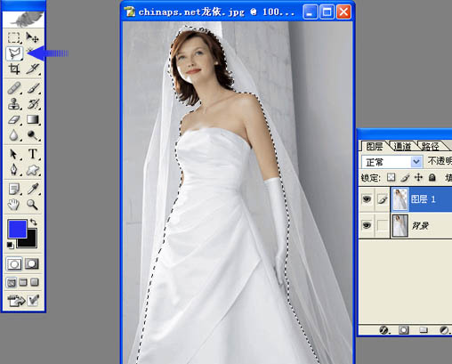 背景单一的婚纱照片快速抠图方法