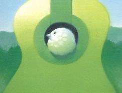 日本画家渡边宏彩色粉笔画作品