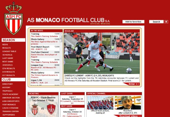 25个足球俱乐部网站设计欣赏