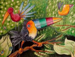 法国艺术家Andrew&nbsp;Pawley可爱的小鸟插画