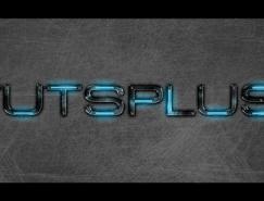 Photoshop制作表面发蓝光的金属字