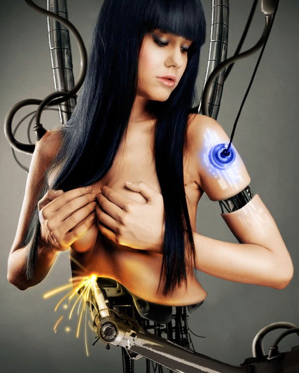 数字艺术作品：女性机器人