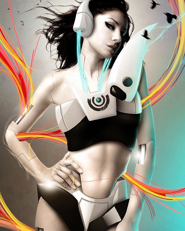 数字艺术作品：女性机器人