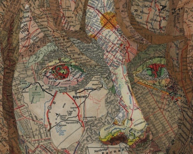 Matthew Cusick惊人的地图拼贴绘画艺术