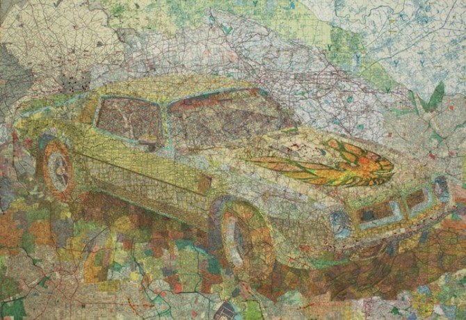 Matthew Cusick惊人的地图拼贴绘画艺术