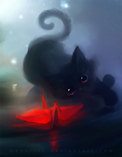 Rihards Donskis画笔下的超可爱小黑猫