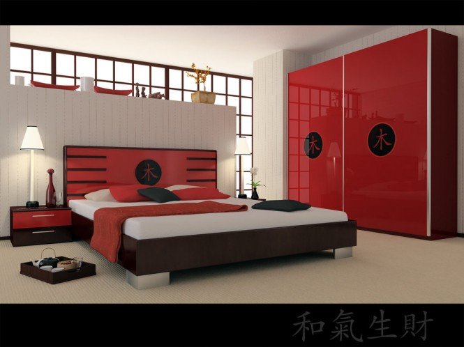 红色系卧室设计欣赏