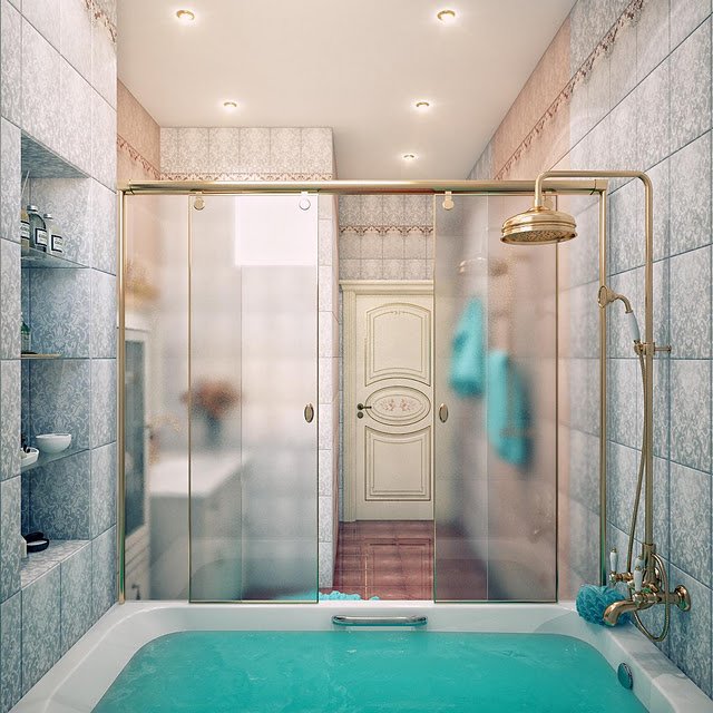 复古与现代结合的浴室(卫生间)设计