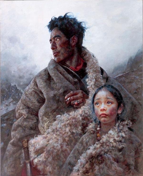 画家艾轩笔下的西藏女孩
