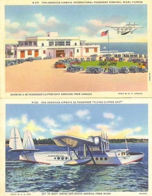 怀旧欣赏：机场和飞机的老式明信片设计