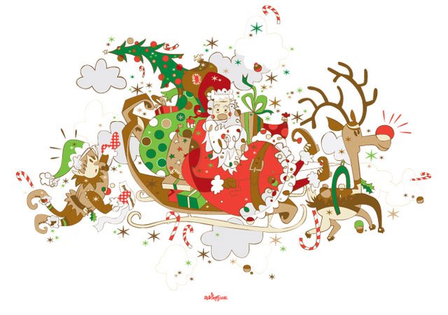 风格各异的圣诞老人插画欣赏
