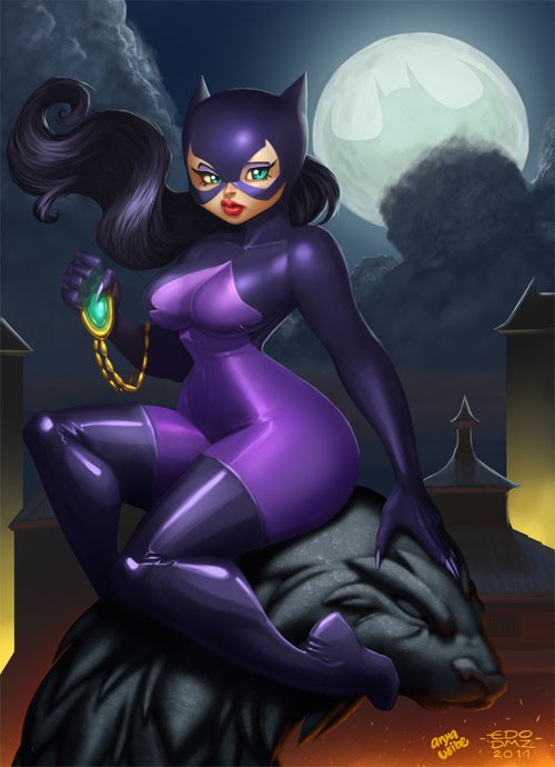 动漫英雄人物：猫女侠(Catwoman)插画