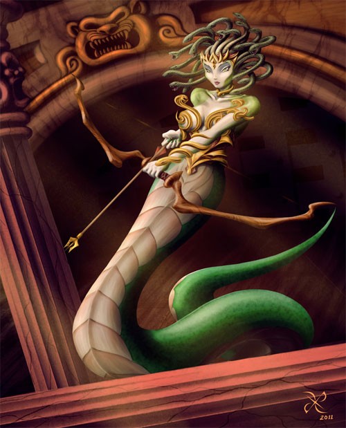 希腊神话人物插画：魔女美杜沙（Medusa）