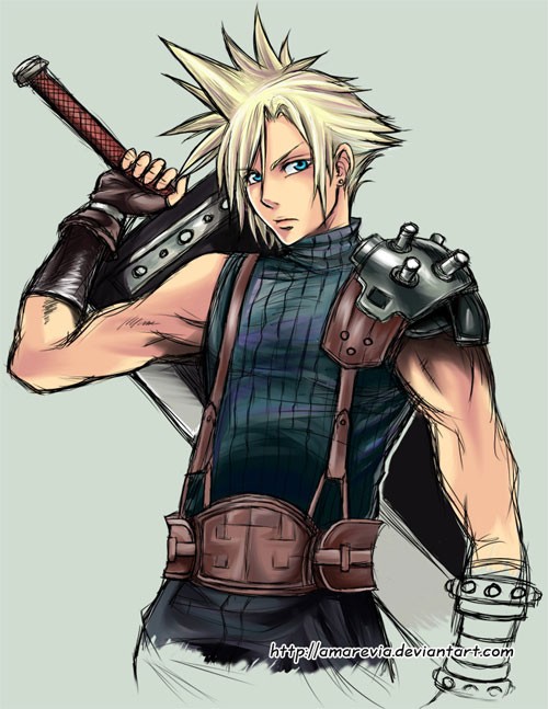 最终幻想游戏人物插画：Cloud Strife