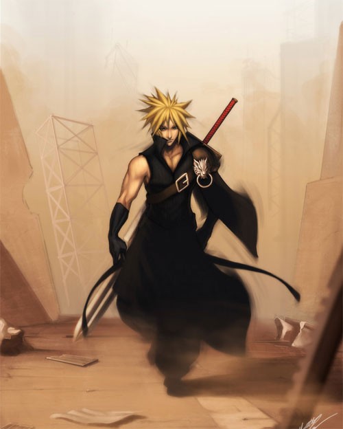 最终幻想游戏人物插画：Cloud Strife