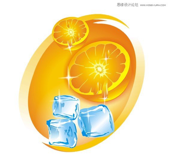 CorelDRAW绘制质感的橙子和冰块