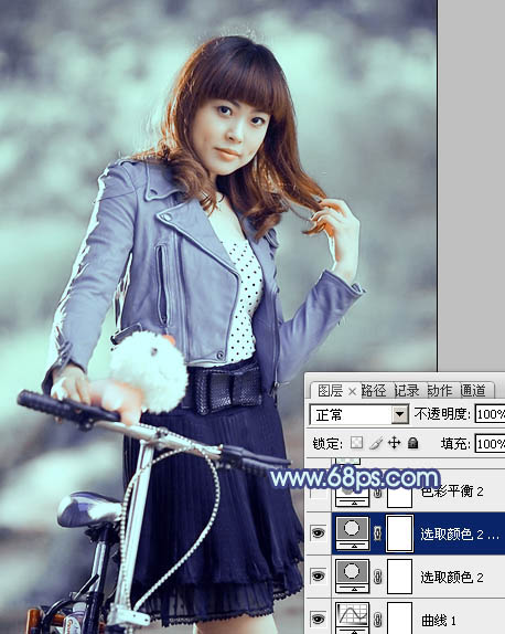 Photoshop打造时尚的韩系青灰色美女图片