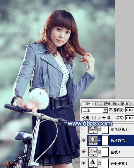 Photoshop打造时尚的韩系青灰色美女图片