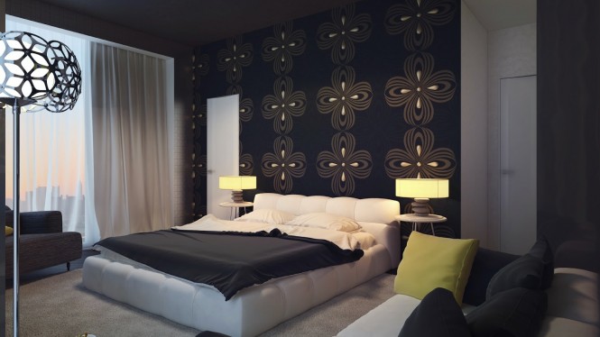 现代时尚的卧室背景墙设计