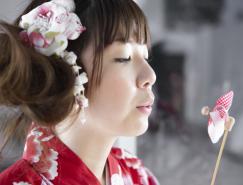 Photoshop给古装美女加上柔美的黄灰色