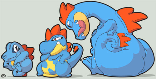 口袋妖怪角色插画: 小鳄鱼(Totodile)