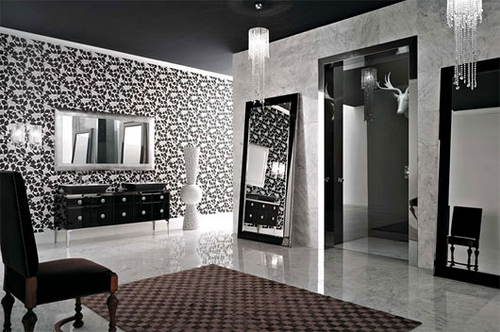黑白色调浴室设计欣赏