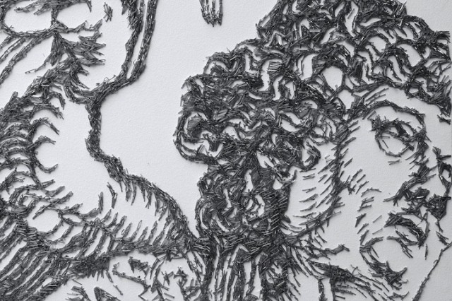 Baptiste Debombourg: 订书针创作的完美画作