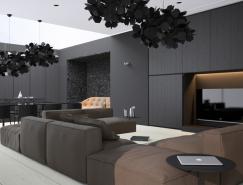 乌克兰Crimea黑色极简主义现代公寓