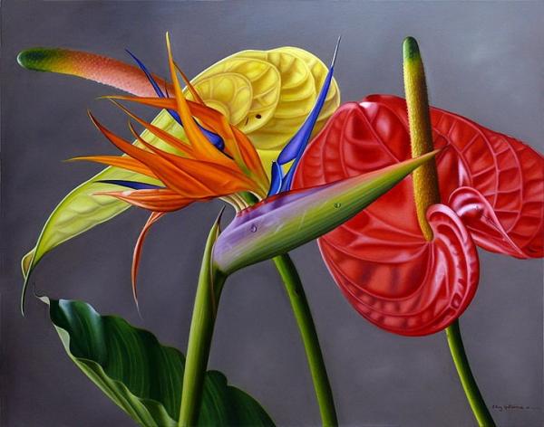 Ellery Gutierrez超写实的花卉和水果绘画作品