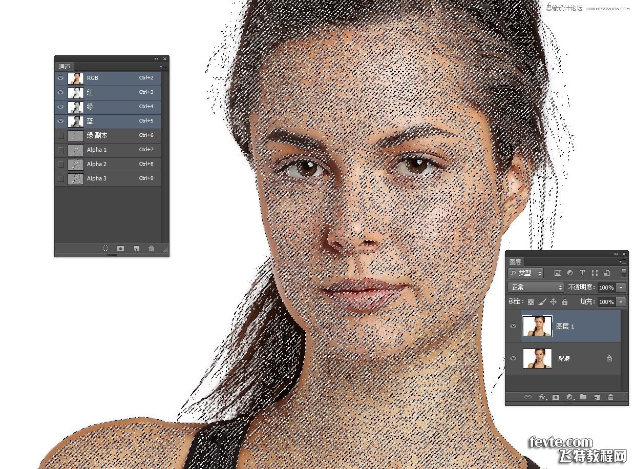 Photoshop柔化脸部皮肤通道给人物磨皮