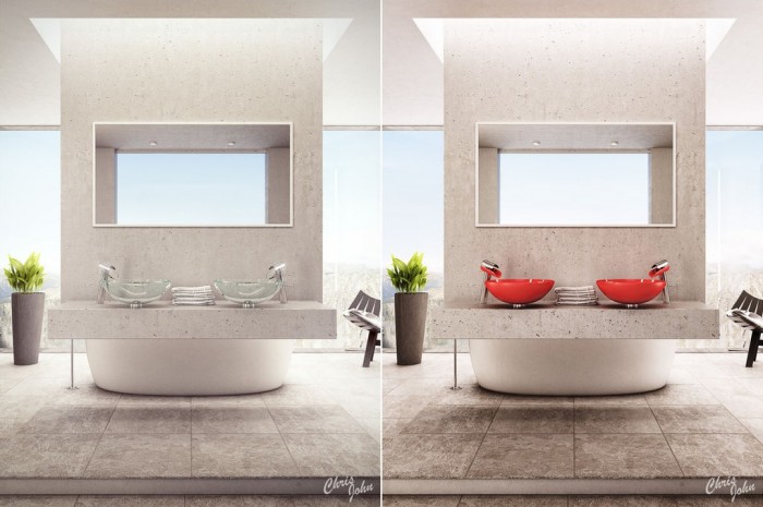 现代时尚的豪华浴室效果图欣赏
