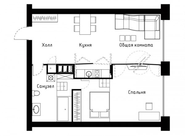 Vlad Mishin：可以变形的60平米小公寓