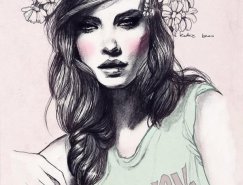 波兰Kasia Jagielnicka时尚人物肖像插画