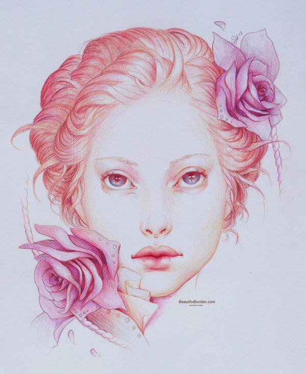 Jennifer Healy美丽的彩色铅笔肖像画