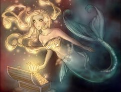 漂亮动人的美人鱼插画