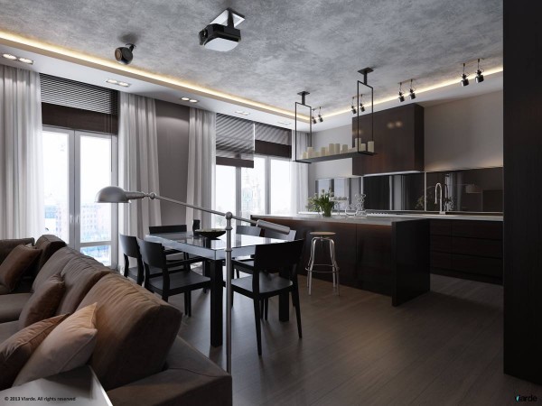灰色基调的现代简约公寓设计